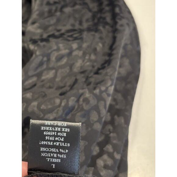 Dress Forum Los Angeles Black Animal Print MIDI Skirt Size L NWT Satin Slit - Picture 5 of 5